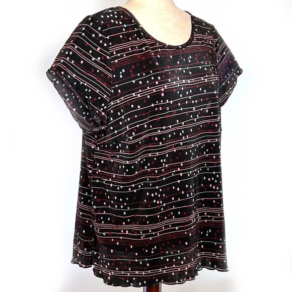 Dress Barn Plus Size Black Pink Stretch Top - Picture 4 of 7